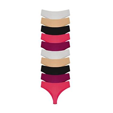 Imagem de Kit 10 Calcinha Tanga Sem Costura Corte a Laser Moda Íntima QLC SPORT