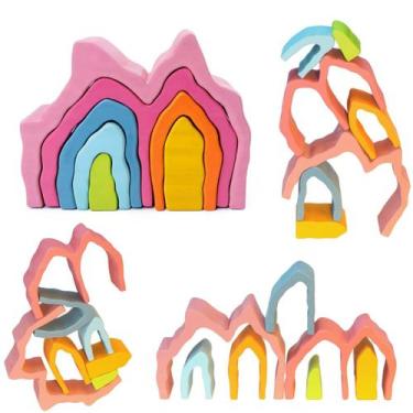 Imagem de Blocos de Empilhar Arco-Íris - Brinquedo Natural para Bebês - Curious 