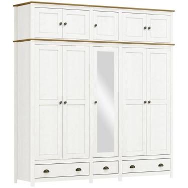 Imagem de Guarda Roupa 10P 3G Espelho Madeira Maciça 220 cm 9139 Branco Freijo Milani Store