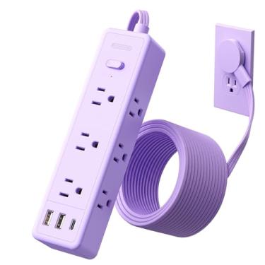 Imagem de NTONPOWER Filtro De Linha Roxo, Protetor Contra Surtos, Cabo De Extensão Roxo De 5 Pés, 9 Tomadas, 3 Usb (1 Usb C), Montado, 1080J, Várias Tomadas, Acessórios De Mesa Roxos Para Escritório Em Casa,