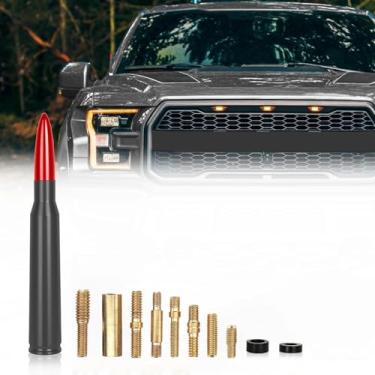 Imagem de Antena universal de bala de carro durável para caminhões, rádio AM/FM para a maioria dos carros, acessórios de substituição, adequada para Chevrolet, Ford, Wrangler, Jeep (preto e vermelho)