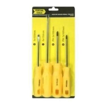 Imagem de Kit Jogo Chave Fenda/ Philips Aço 4 Peças Fertak 4800