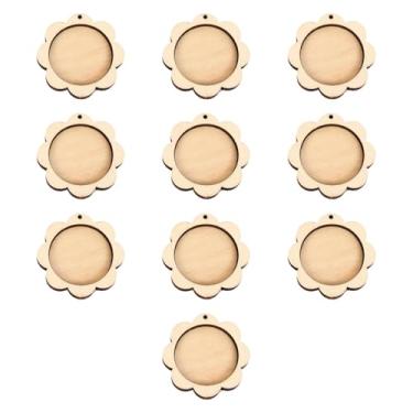 Imagem de rockible 10 peças Mini bordado de bordado decoração pendurada decorativa ornamento de madeira anel de arco de ponto cruzado para acolchoado de bordado , Forma de Flor