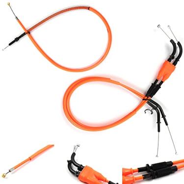 Imagem de zurio Cabo de acelerador e cabo de embreagem para Kawasaki Ninja ZX10R ZX-10R 2016-2017 acessórios de substituição de motocicleta linhas de fio inoxidável borracha laranja