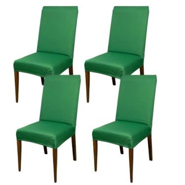 Imagem de Kit 4 Capas Cadeiras De Jantar Spandex Importado Elástico- Várias Estampas (Verde Musgo)