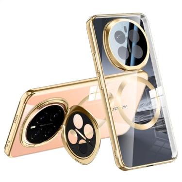 Imagem de FWYANZH Capa para Honor Magic 7 Pro/7, capa magnética transparente, suporte de proteção total para câmera, à prova de choque, antiamarelamento, dourado, 7