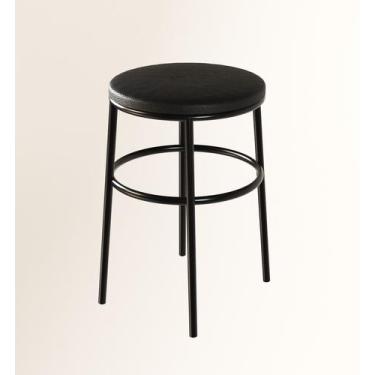 Imagem de Banqueta Itália Redonda Estofada 65cm Aço Preto e material sintético I