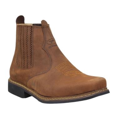 Imagem de Botina Masculina Bico Quadrado Marrom Cerrado 37674