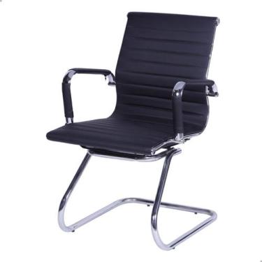 Imagem de Cadeira De Escritório Diretor Ergonômica Base Fixa Cromada Revestiment