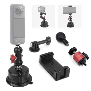 Imagem de Mechrig Para-brisa de sucção para carro, suporte de telefone giratório 360 ultra estável para gravação de vídeo Sunction, suporte de carro para iPhone 16 Pro Max Insta 360 Câmera Vlog Shooting