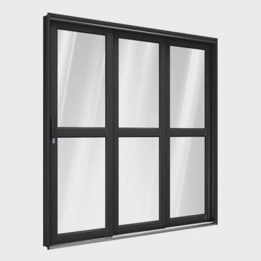 Imagem de Porta de Aço de Correr Lateral com Travessa 3 Folhas 213x200cm Aço Pronto Riobras