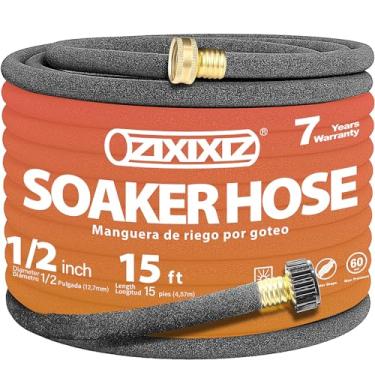 Imagem de Zixixiz Mangueira de imersão resistente de 1/2 polegada com conector de latão sólido de 3/10.2 cm - Sistema de irrigação de jardim à prova de vazamento para jardins, gramados, canteiros de flores e