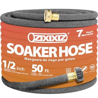 Imagem de Zixixiz Mangueira de imersão resistente de 1,27 m com conector de latão sólido de 9,5 cm - Sistema de irrigação de jardim à prova de vazamento para jardins, gramados, canteiros de flores e vegetais