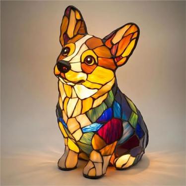 Imagem de Lâmpada Corgi, Dachshund, Chihuahua, Schnauzer, Bulldog Francês, Cachorro Boxer, Pug, Beagle, Pomerânia, Basset Hound Luz de Mesa Bonito Vintage Animal Lâmpada de Mesa LED Resina Manchada Luz Noturna