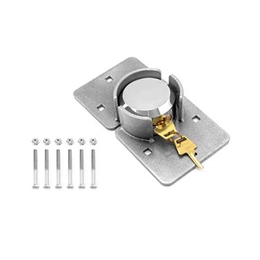 Imagem de QWORK Trava e ferrolho de disco resistente, cadeados de aço de alta segurança com chave oculta com 2 chaves para caminhões, portões, vans e máquinas de venda automática