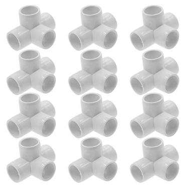 Imagem de Zorfeter 4 Way 1/5.1 cm T de encaixe de PVC cotovelo de canto PVC montagem de móveis de PVC resistente grau para tubo de PVC de 1/2 polegada, pacote com 12