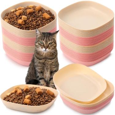 Imagem de Tioncy 24 tigelas para gatos com bigode para alívio da fadiga, 14 cm, tigela rasa de comida para gatos, ampla e pequena, tigela de alimentação úmida para gatinhos, furões, animais selvagens, pequenos
