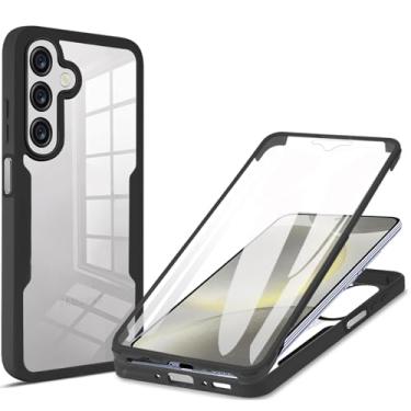 Imagem de CCSmall Capa transparente para Samsung Galaxy A26 com protetor de tela, proteção total, TPU à prova de choque, transparente, antiamarelamento, capa macia para Samsung A26 QC preta