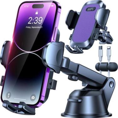 Imagem de Suporte para Telefone de Carro HTU 2024 - Ventosa Forte e Clip - Roxo
