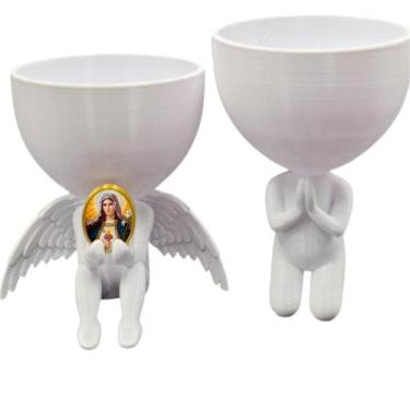 Imagem de Kit Decoração Coração de Maria Anjinho Relicario  Oração - Point da Fe