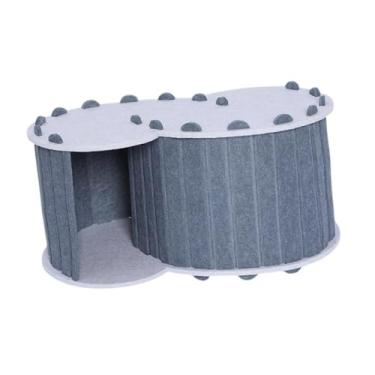 Imagem de Generic CAT TUNNEL BED CASA de PETO de PETROIL Playground resistente à capa removível e confortável fácil de limpar caverna de gato de 2 buracos, Cinza Escuro