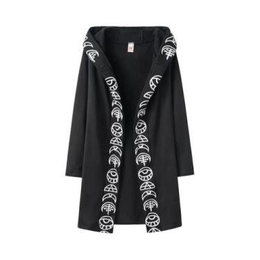 Imagem de Tendência da moda feminina punk lua padrão impressão cardigan de manga