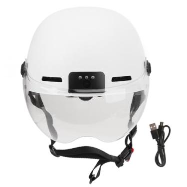 Imagem de Capacete de Bicicleta Inteligente Ajustável Com Câmera Profissional de 1080p Incorporada e Luz de Segurança para Adultos Homens Homens (Branco)