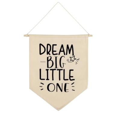 Imagem de WINGHENLEE Dream Big Little One, faixa para decoração de berçário, decoração de parede para quarto de criança, decoração de bandeira para quarto de bebê, sala de jogos, porta da frente do quarto