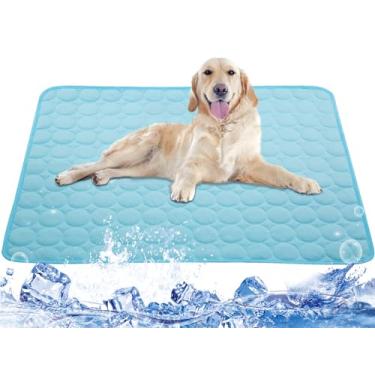 Imagem de Tapete de resfriamento automático para cães de estimação almofadas de resfriamento de verão respiráveis, almofada fria para gatos laváveis, cobertor de resfriamento de seda gelo gelo, cama de cachorro dormindo, tapete de canil não tóxico para cães grandes gatos animais