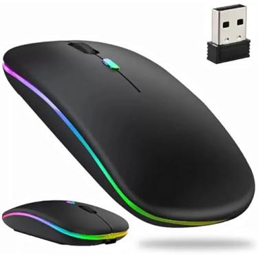 Imagem de Mouse Recarregável sem Fio, USB, Wireless Mouse compatível com iPhone, MacBook,iPad,Laptop,PC,Notebook, Tablet,Ergonômico, Premium Yecna (Preto)