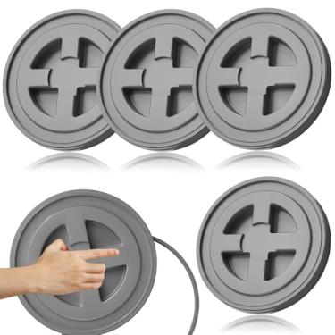 Imagem de 4 peças de tampas de balde de 5 galões, tampa hermética de parafuso de vedação de plástico à prova de vazamento de 30,5 cm, tampa reutilizável de tambor e balde para armazenamento de alimentos para