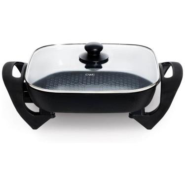 Imagem de Frigideira Elétrica COOK WITH COLOR 30 cm x 30 cm, Revestimento Cerâmico Antiaderente Livre de Substâncias Tóxicas, 1400W, Tampa de Vidro,