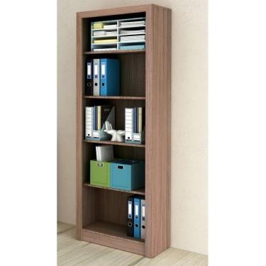 Imagem de Conjunto Home Office 5 Peças 1 Escrivaninha 2 Balcões 1 Estante 1 Gaveteiro Amêndoa Tecno Mobili Amendoa