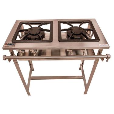Imagem de Fogão 2 Bocas Duplas Inox Stand Metal Brey Baixa Pressão 102-2d I