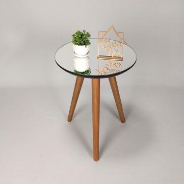 Imagem de Mesa Lateral Tampo Espelhado 50x40cm Pés Palito Casa Uai Preto