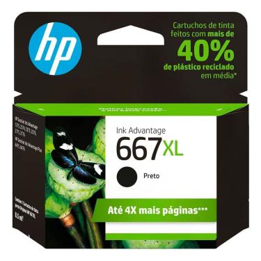 Imagem de Cartucho De Tinta Hp 667Xl, Preto - 3Ym81Ab