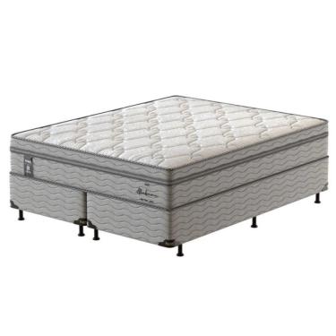Imagem de Cama Box Queen Size Probel Alabama Com Euro Pillow E Molas Ensacadas 68x158x198 Cm Branco Com Cinza