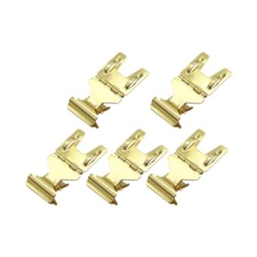 Imagem de YsXoWiui 5x Clipes de sinalização de mercadorias Suporte de sinalização Clipes de etiqueta de cabeça dupla rotativos Suporte de roupas Placas para cartões de, Ouro