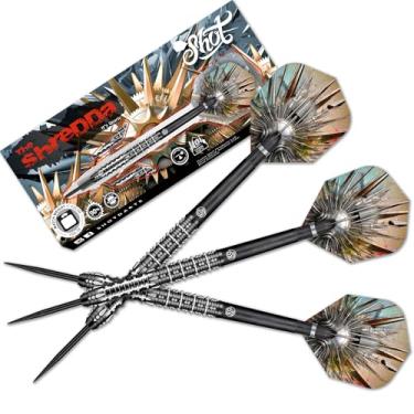 Imagem de Shot! Conjunto de dardos Gnarly Shredda Steel Tip 90% Tungsten Center Weighted-26gm dardos profissionais para alvo de cerdas