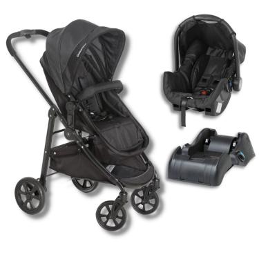 Imagem de Carrinho Olympus New Black (Preto) + Bebe Conforto Grid + Base - Galzerano