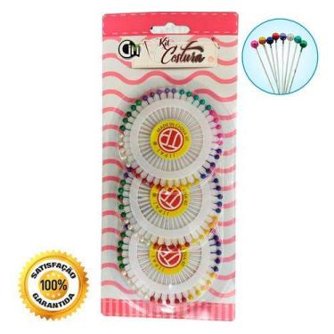 Imagem de Alfinetes Cabeça Bola Coloridos Patchwork Costura 120 Peças - CIM