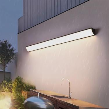 Imagem de Luminária de parede de jardim ao ar livre moderna luzes de parede LED interna/externa IP65 à prova de chuva alumínio acrílico 3000K/4000K/6500K para corredor pátio varanda (luz branca preta, 150 cm)