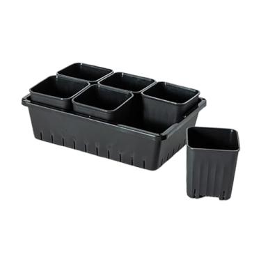 Imagem de IEUDNS Vaso para mudas, caixa de plantio, suporte para plantas, decoração para áreas externas e internas, caixa de janela para jardim, escritório, 6 Grade
