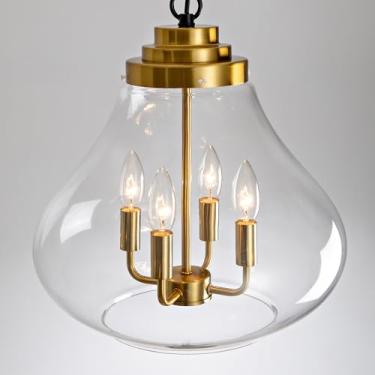 Imagem de JTYKHNM Luminária Pendente De Vidro Para Ilha Cozinha, Industrial Preta Moderna 14" Com Cúpula Sala Jantar, Hall Entrada, Corredor