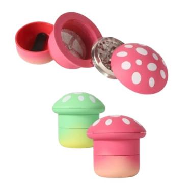 Imagem de Triturador de Temperos Tabaco Alho e Outros Dichavador Modelo Cogumelo em Metal com Filtro