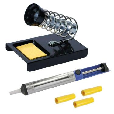 Imagem de Kit Suporte Ferro De Solda + Sugador + 3 Protetores De Bico