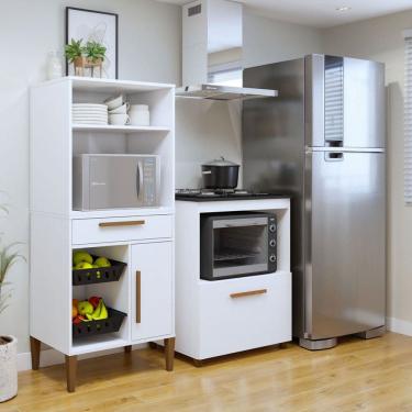 Imagem de Cozinha Compacta Porto Velho 2 Portas 1 Gaveta Branco - Kaiki Móveis