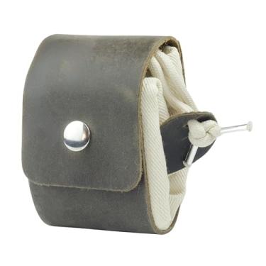 Imagem de Bolsa de couro Toprank – Bolsa dobrável de lona e cinto de couro para caminhadas, coleta de cogumelos, pedras e conchas (areia/off-white)