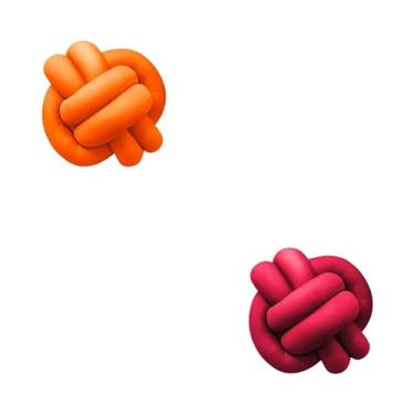 Imagem de Almofadas De Nó 28cm x 28cm Lindas Decorativas Sala Sofá Cama Cores (LARANJA E VERMELHO)