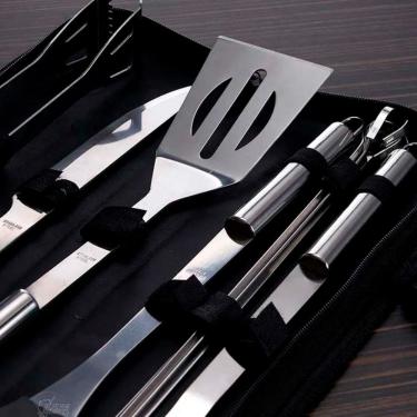 Imagem de Kit Churrasco Com Espetos Facas E Garfos Para Uso Rápido
